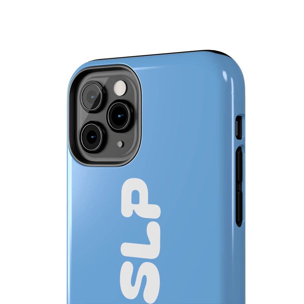Blue 'NVRSLP' Tough Phone Case — Bold Vertical Typography Protective Cover