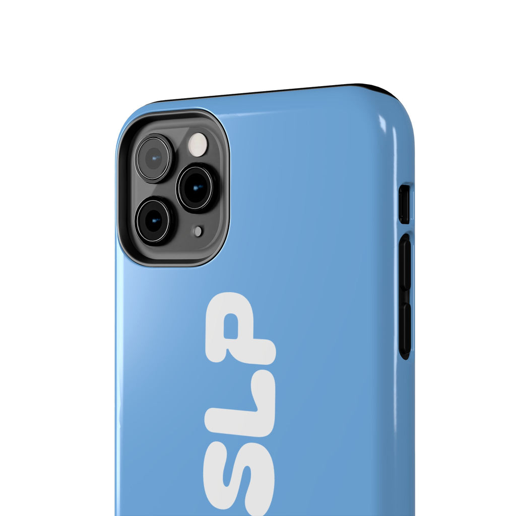 Blue 'NVRSLP' Tough Phone Case — Bold Vertical Typography Protective Cover