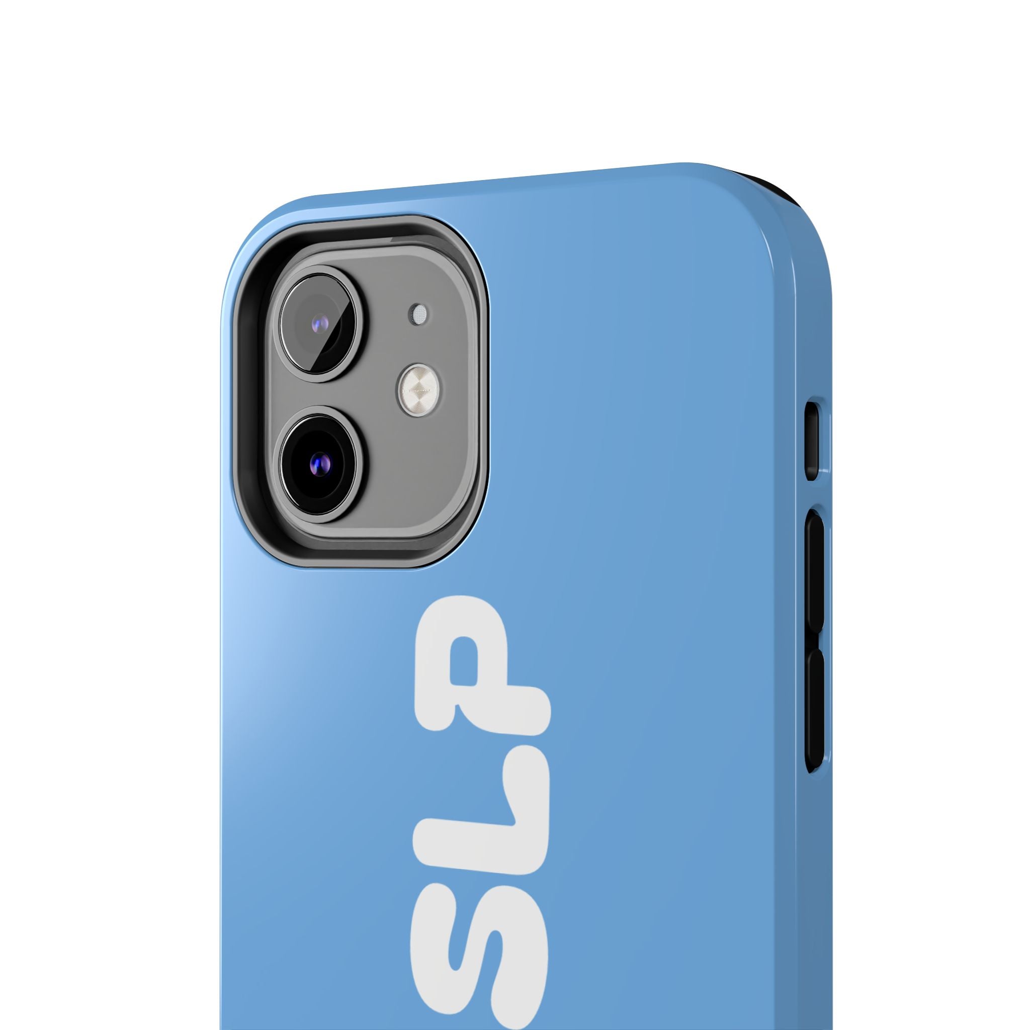 Blue 'NVRSLP' Tough Phone Case — Bold Vertical Typography Protective Cover