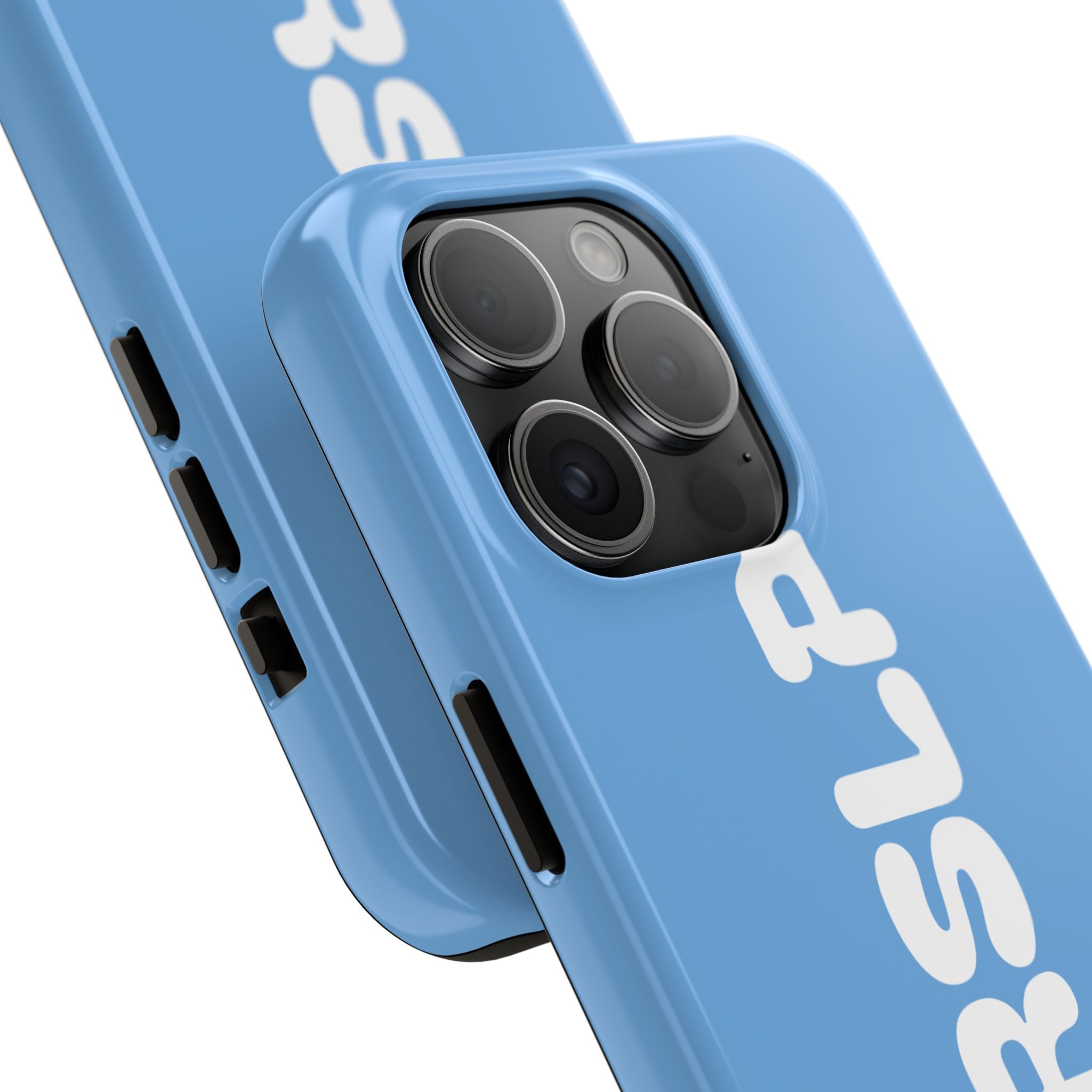 Blue 'NVRSLP' Tough Phone Case — Bold Vertical Typography Protective Cover