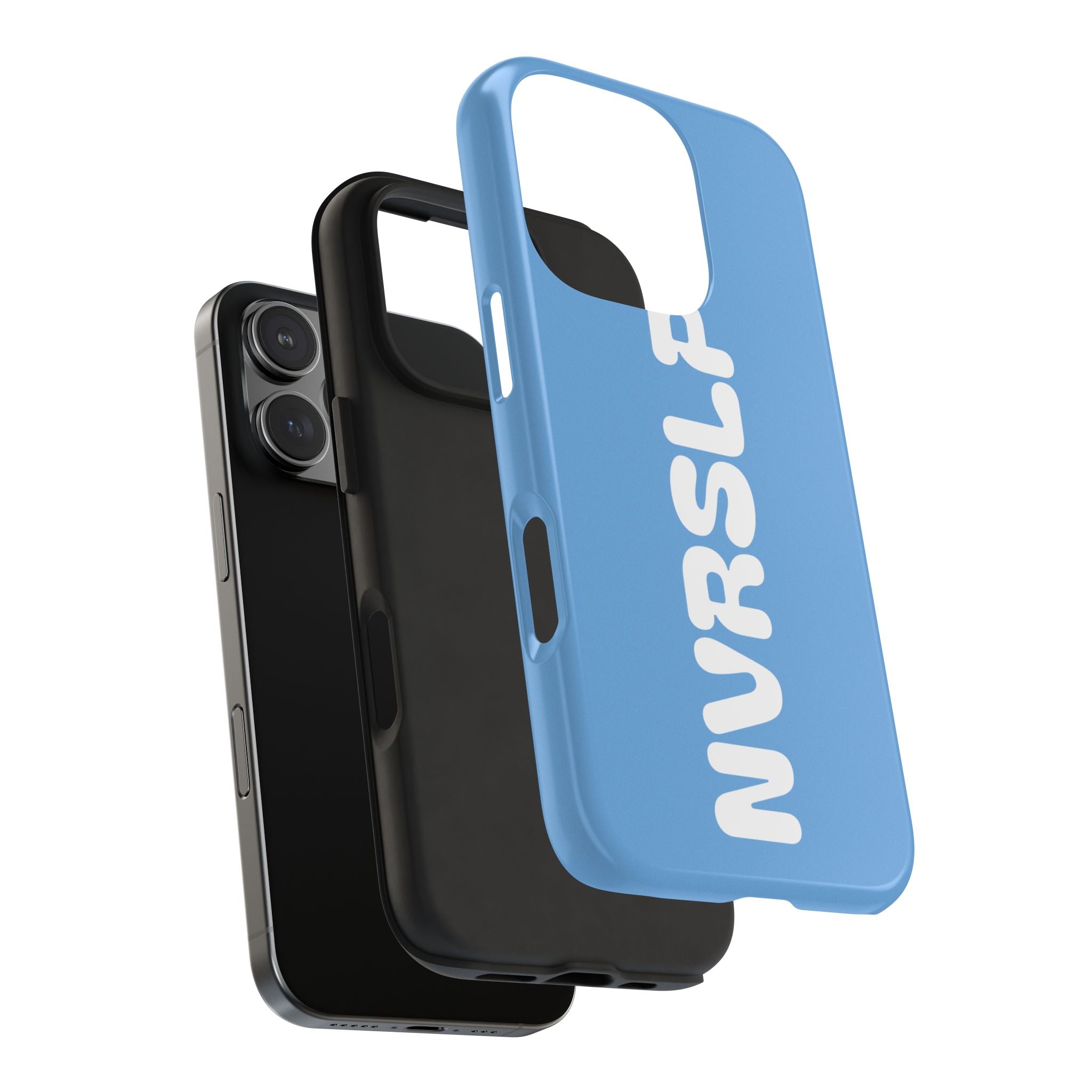 Blue 'NVRSLP' Tough Phone Case — Bold Vertical Typography Protective Cover