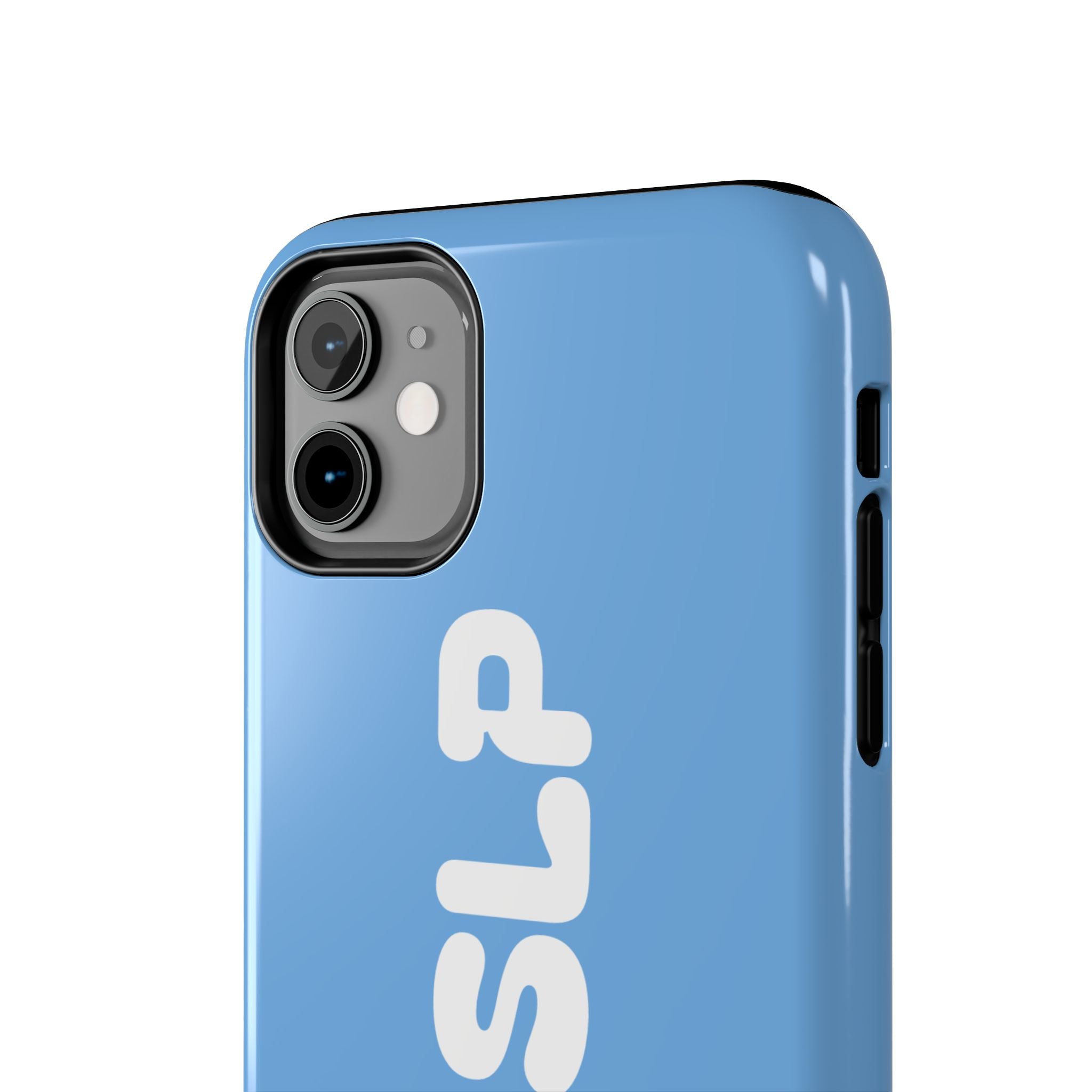 Blue 'NVRSLP' Tough Phone Case — Bold Vertical Typography Protective Cover