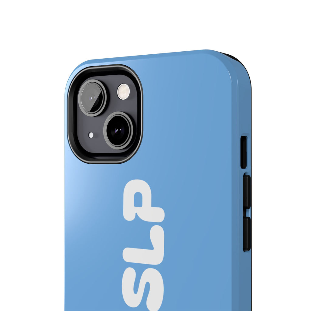 Blue 'NVRSLP' Tough Phone Case — Bold Vertical Typography Protective Cover