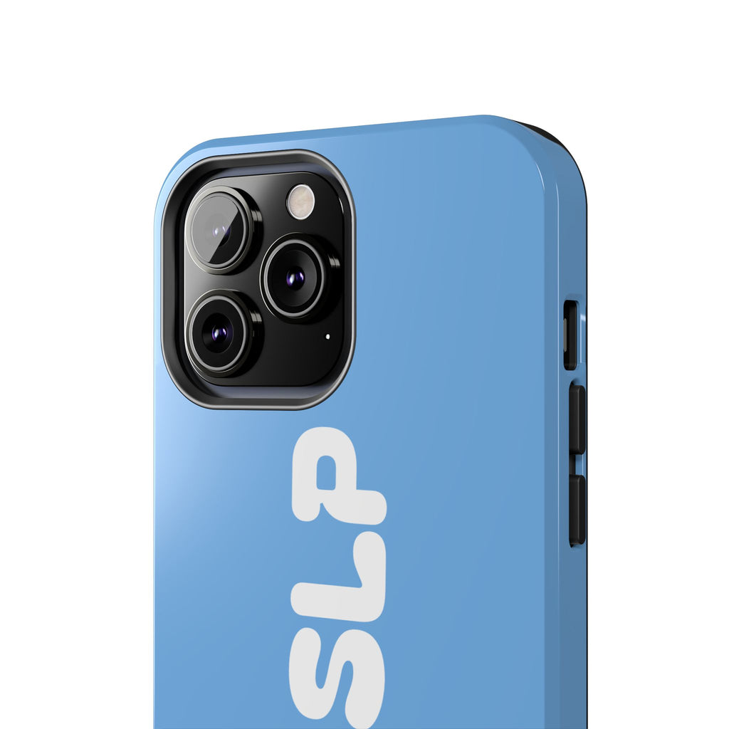 Blue 'NVRSLP' Tough Phone Case — Bold Vertical Typography Protective Cover