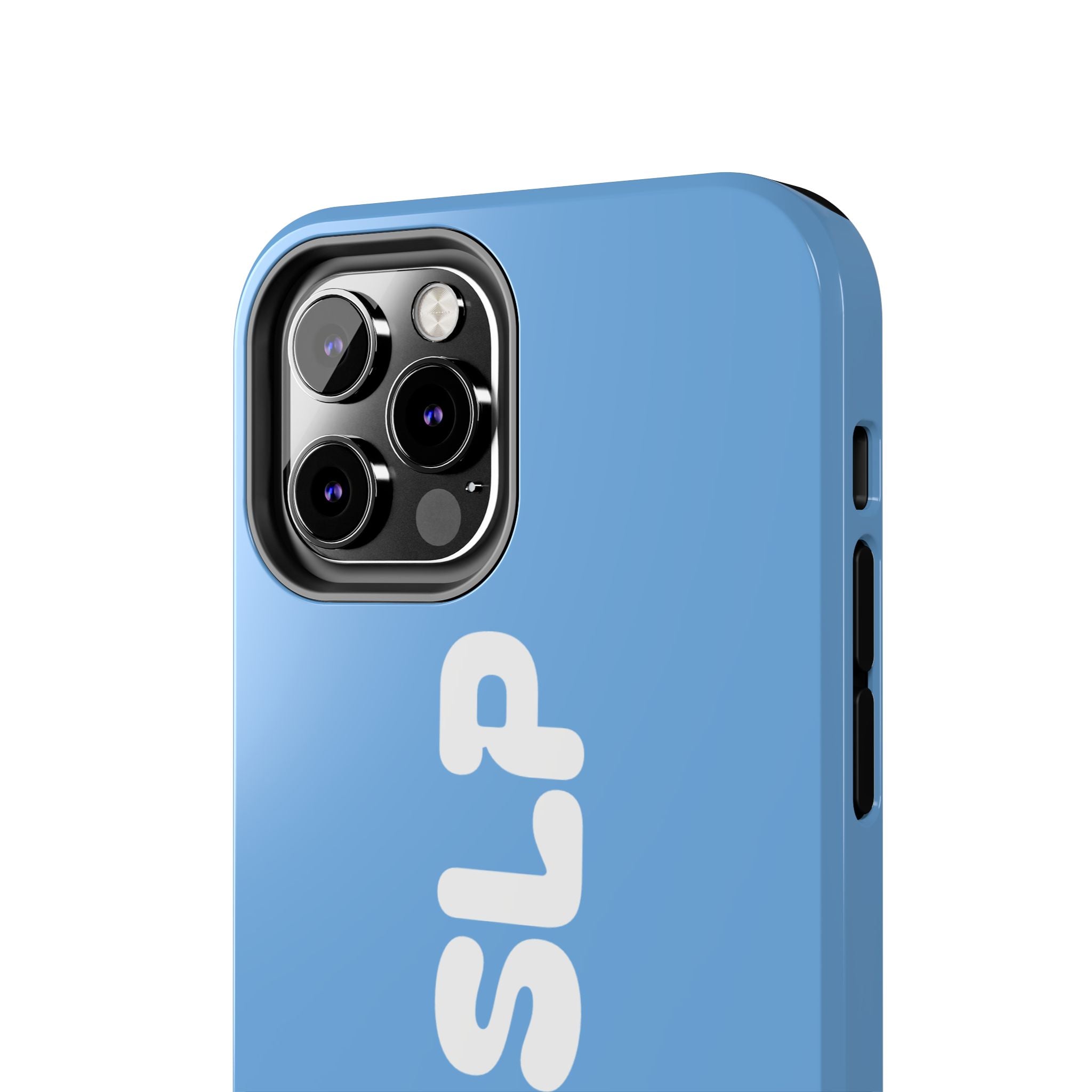 Blue 'NVRSLP' Tough Phone Case — Bold Vertical Typography Protective Cover